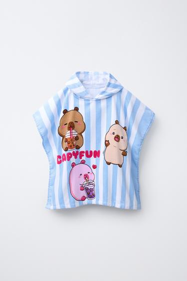 PONCHO TOALLA RAYAS CAPIBARA CAPYFUN © - Azul de Zara - Imagen 0