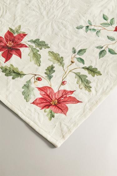 LOT DE SERVIETTES JACQUARD FLEURS DE NOËL (LOT DE 2) - Verdâtre de Zara - Image 2