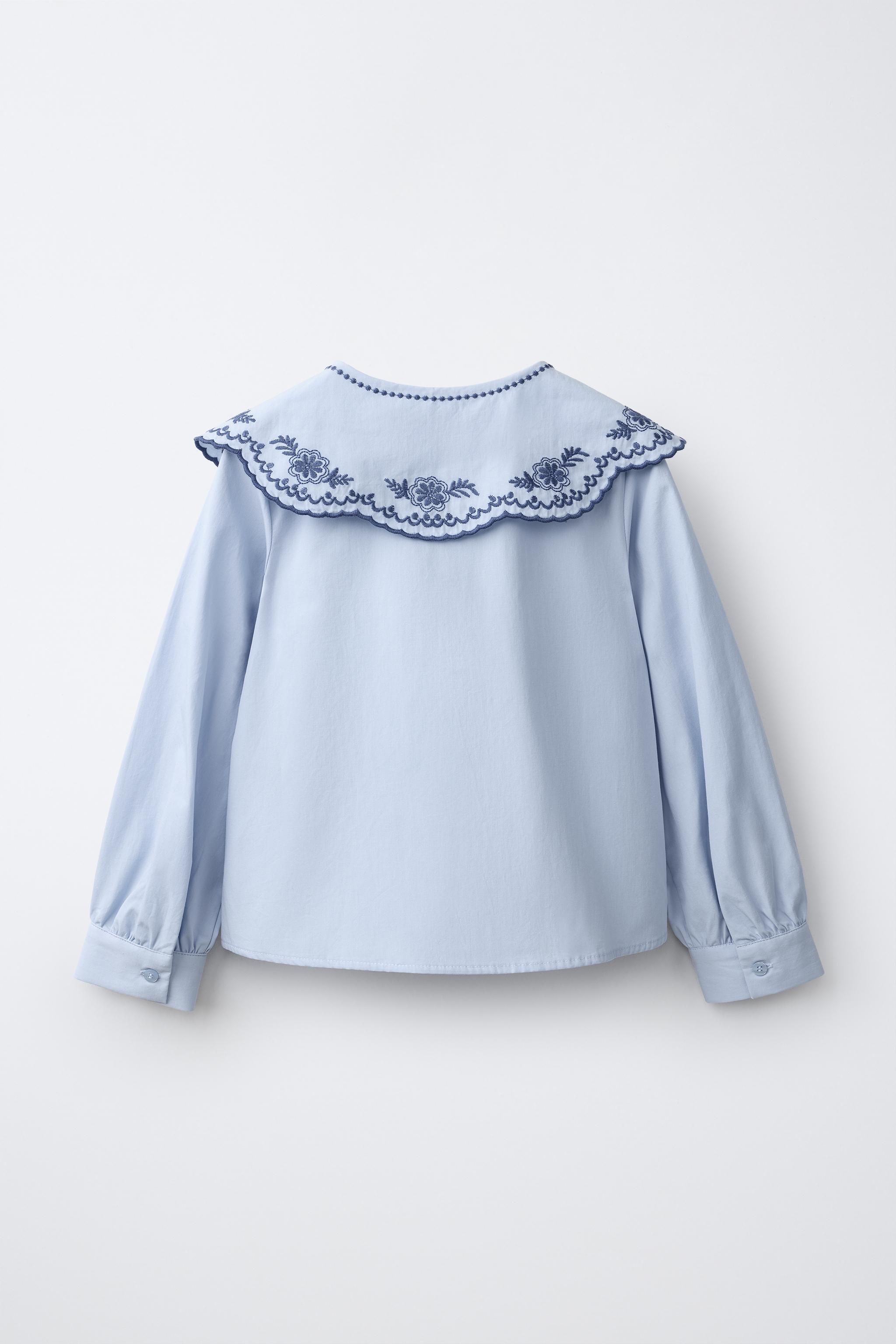 EMBROIDERED PETER PAN COLLAR SHIRT