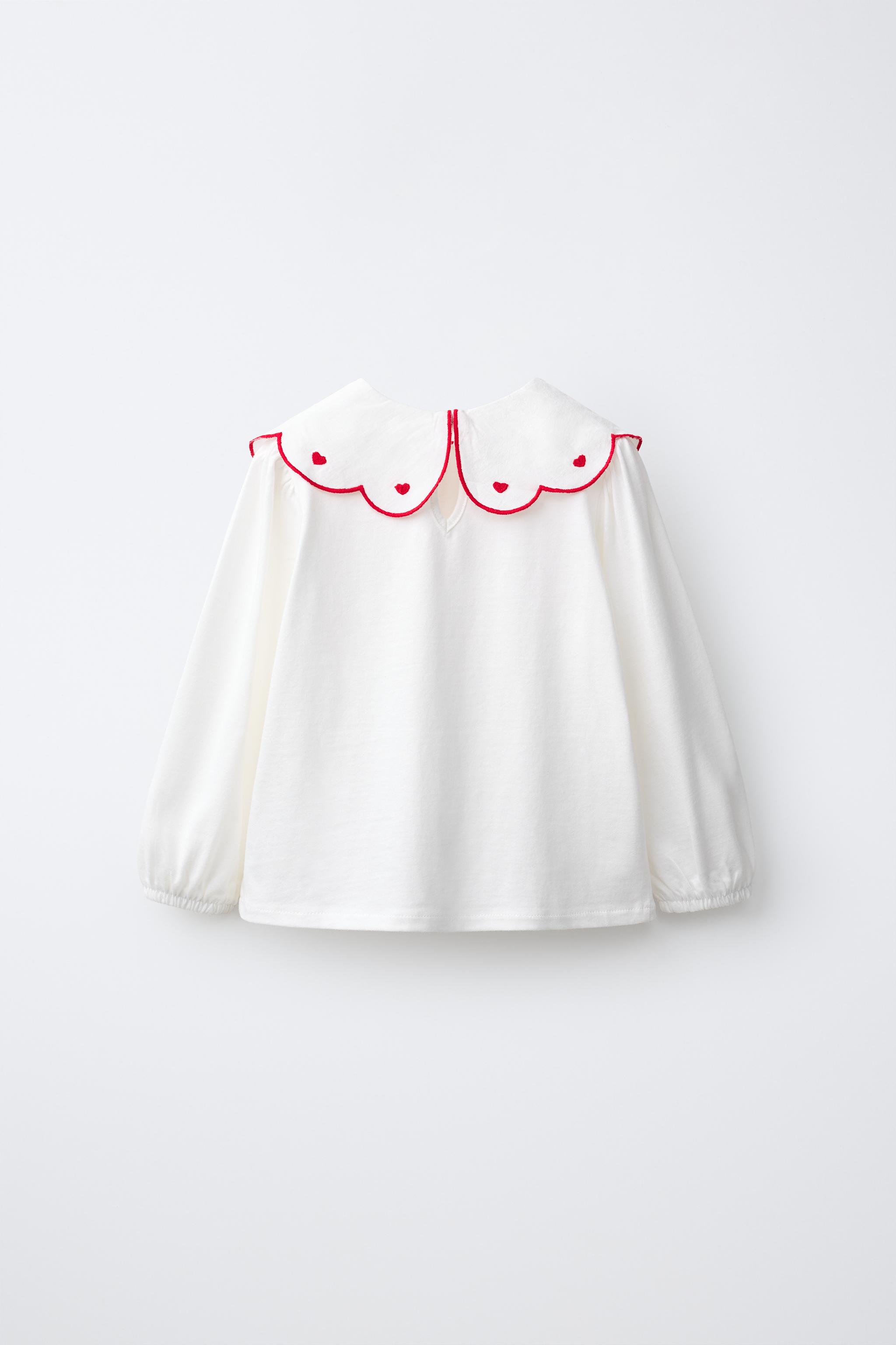 T-SHIRT BRODÉ À COL CLAUDINE