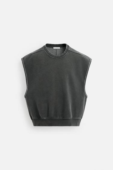 Zara WASHED FLEECE VEST - Dark anthracite - Image 0