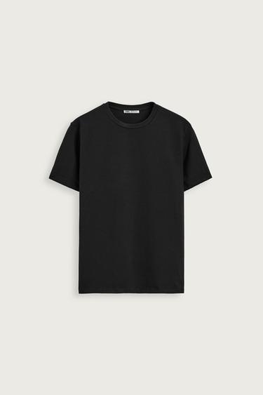 Zara BASIC SLIM FIT T-SHIRT - Black