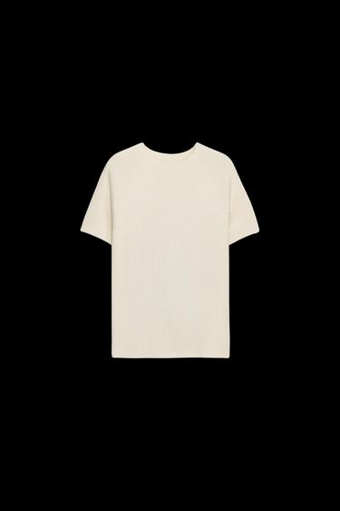Zara RIBBED KNIT TIE TOP - Beige - Image 0
