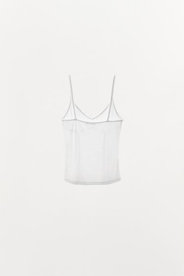 VEST TOP WITH TOPSTITCHING - White by Zara - Image 6