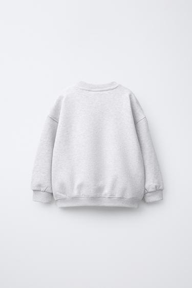 BASIC SWEATSHIRT WITH SLOGAN - Grey marl by Zara - Image 1