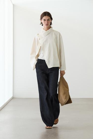 Zara Wide-leg linen blend trousers - Blue - Image 0