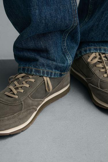 CASUAL LEATHER TRAINERS - Grey by Zara - Image 2