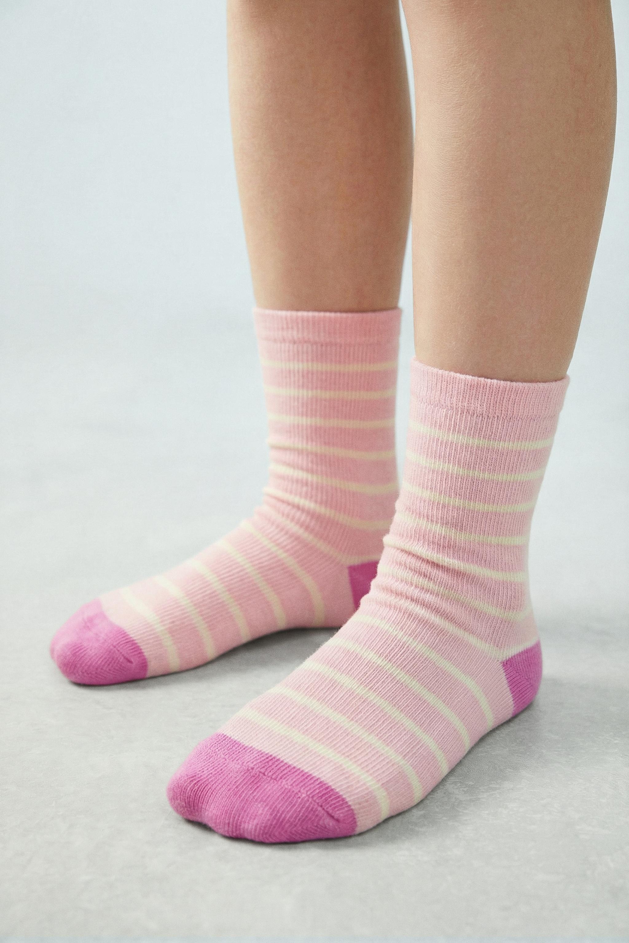 FIVE-PACK OF STRIPED TALL SOCKS
