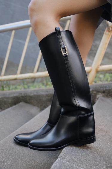 FLAT RIDING BOOTS - Black by Zara
