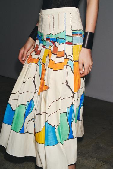 ZW COLLECTION PRINTED PLEATED SKIRT - Printed by Zara - Image 3