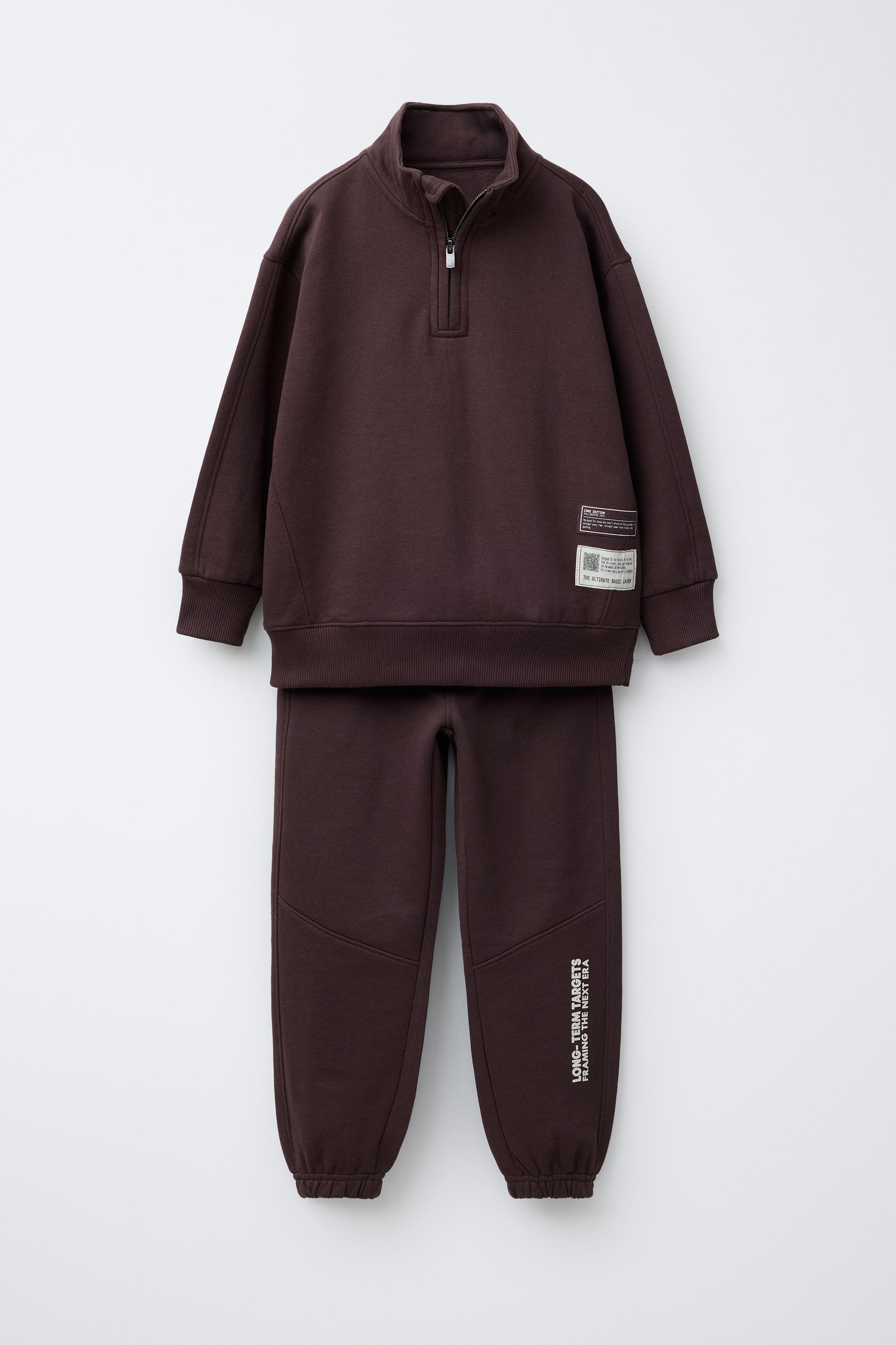 ZIP-UP SWEATSHIRT AND LABEL JOGGERS SET Aubergine ZARA United