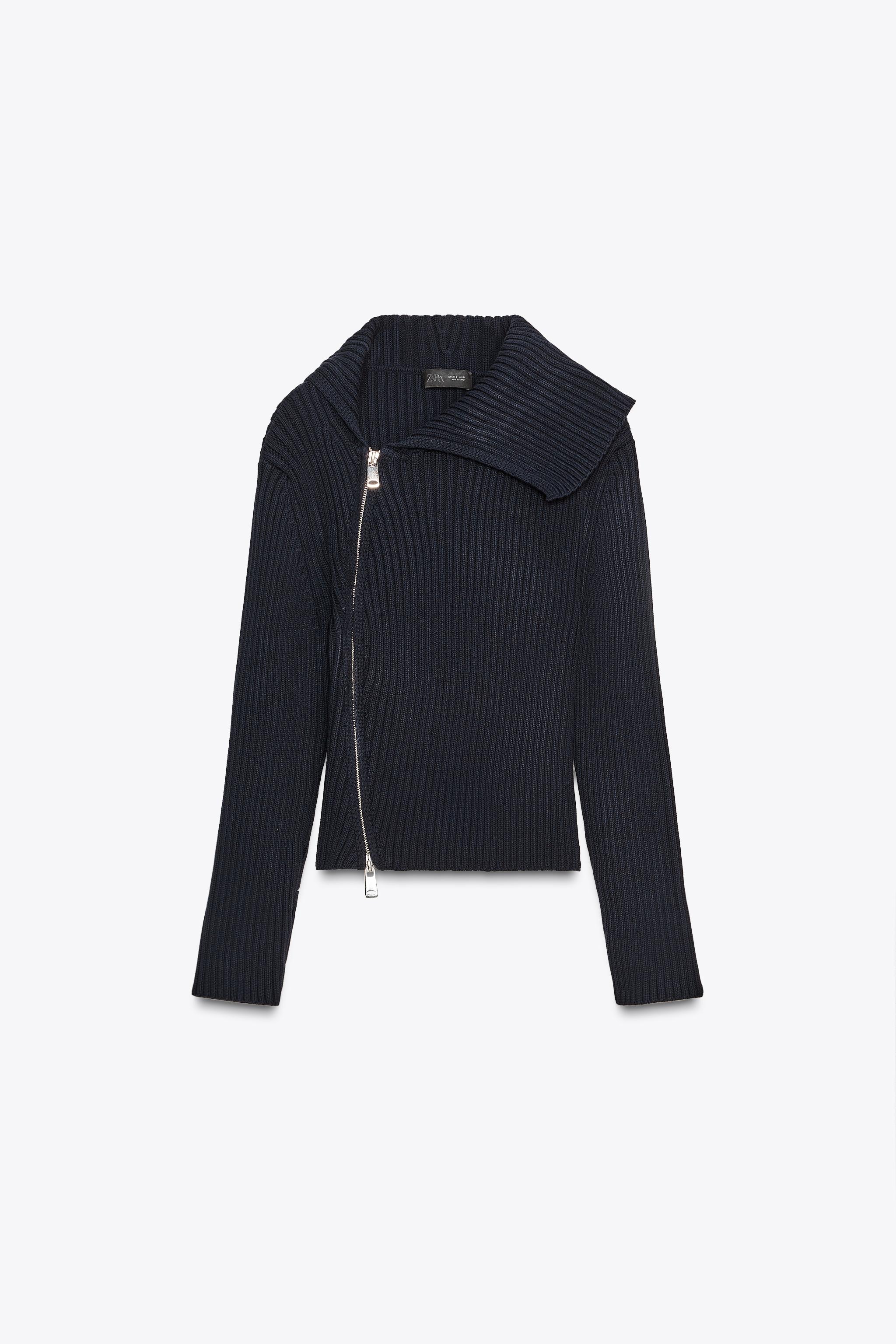 ZARA ORIGINS リブ編みジップカーディガン　OVY ZARA ORIGINS リブ編みジップカーディガン OVY - メルカリ