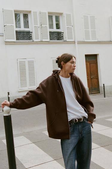 SWEAT À CAPUCHE AVEC CORDONS - Marron de Zara - Image 5