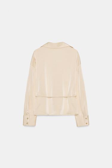 BLOUSE SATINÉE CEINTURE FINE - Beige de Zara - Image 5