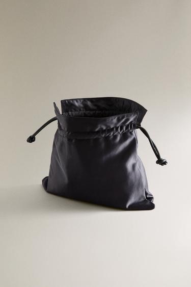 LARGE SATEEN BAG - Navy Blue by Zara - Image 3