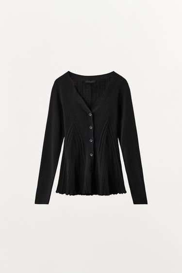 GILET EN MAILLE AVEC VISCOSE - Noir de Zara - Image 3