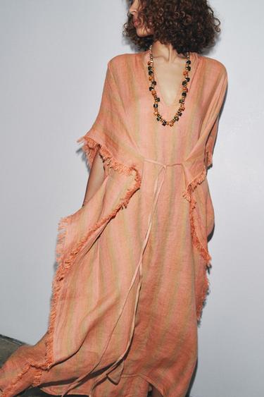 KAFTAN 100 % LIN RAYURES ZW COLLECTION - Multicolore de Zara - Image 1