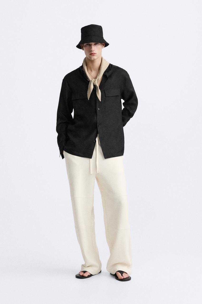 TEXTURED JOGGING TROUSERS - Oyster-white