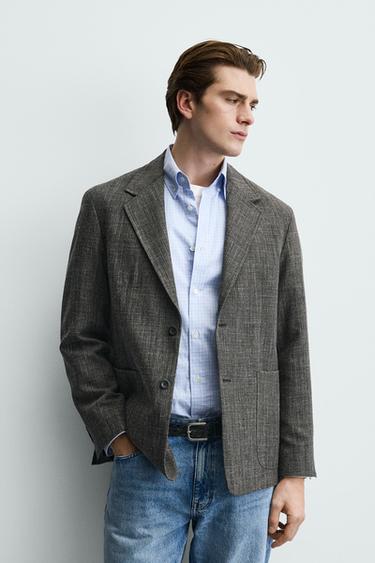 REGULAR FIT TEXTURED BLAZER - brown vigore by Zara