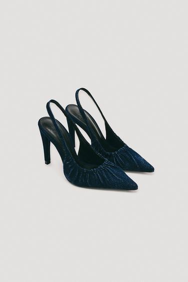 Zara LIMITED EDITION DENIM SLINGBACK HEELS - Denim Blue