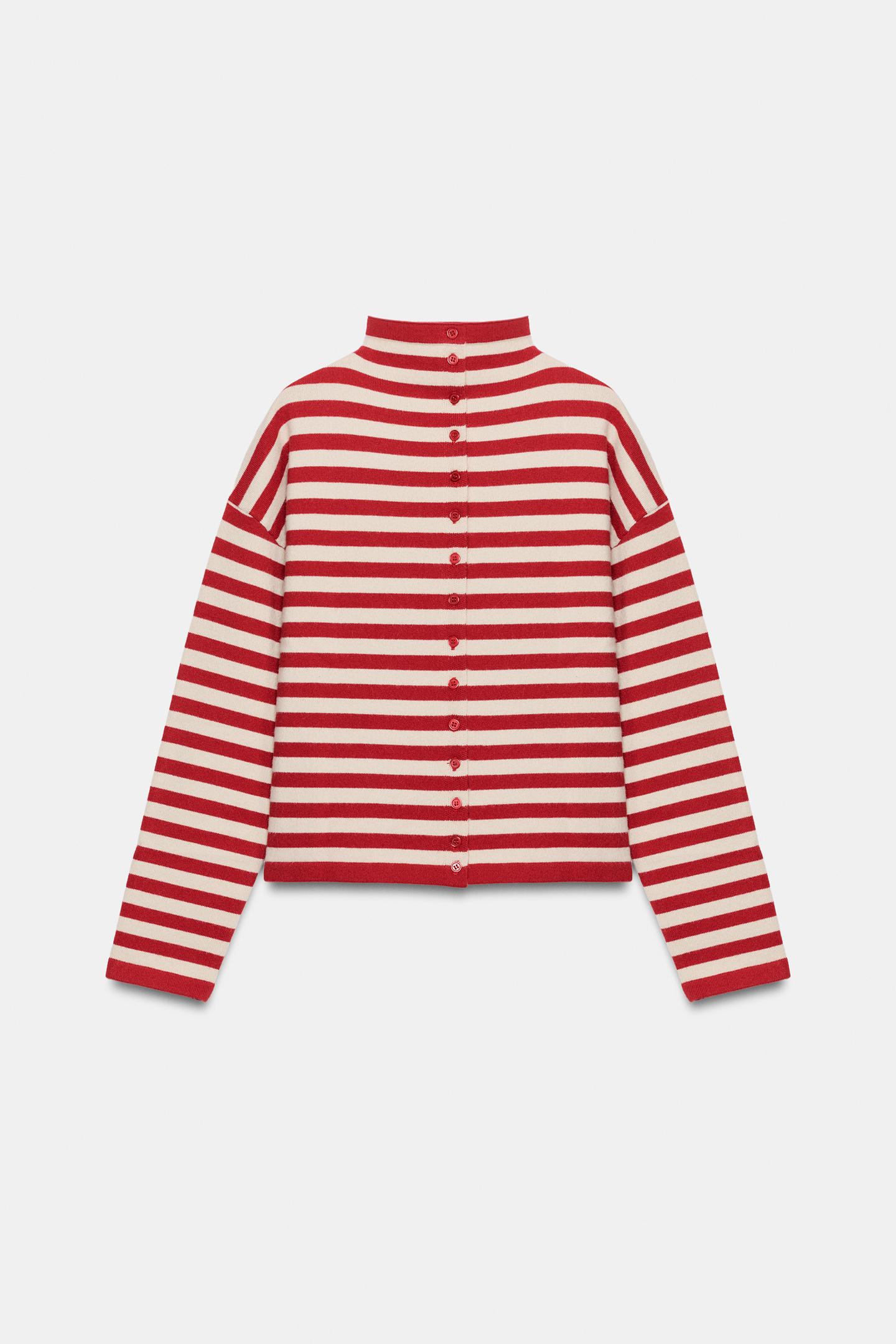 Женский кардиган Zara Striped, цвет: Красный полосатый — фото 7