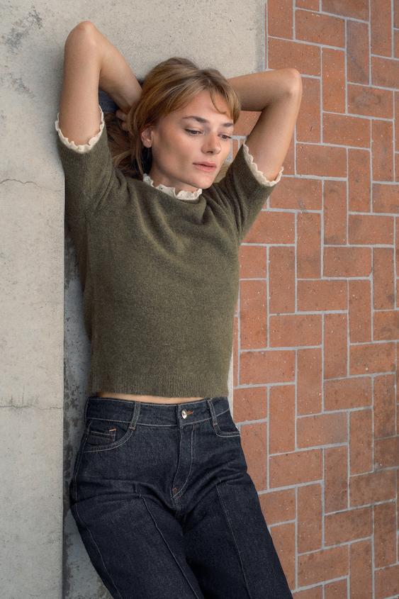 PULL AVEC LAINE ET ALPAGA COMBINÉ POINTELLE