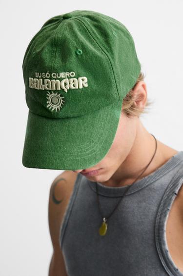 CONTRAST EMBROIDERY CAP - Green by Zara - Image 1