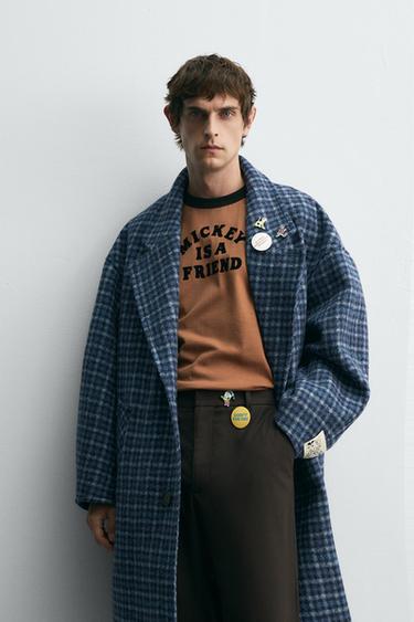 Zara OVERSIZED PLAID COAT HARRY LAMBERT FOR ZARA X DISNEY - Blue
