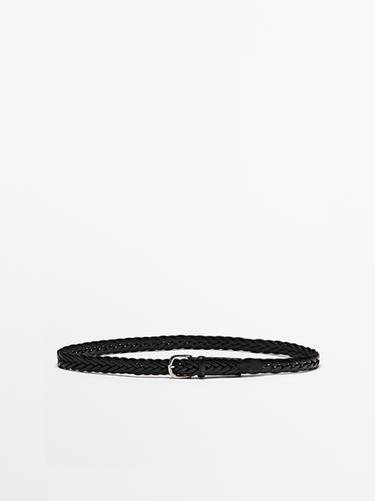 Cinturón piel trenzada - Negro de Zara - Imagen 0