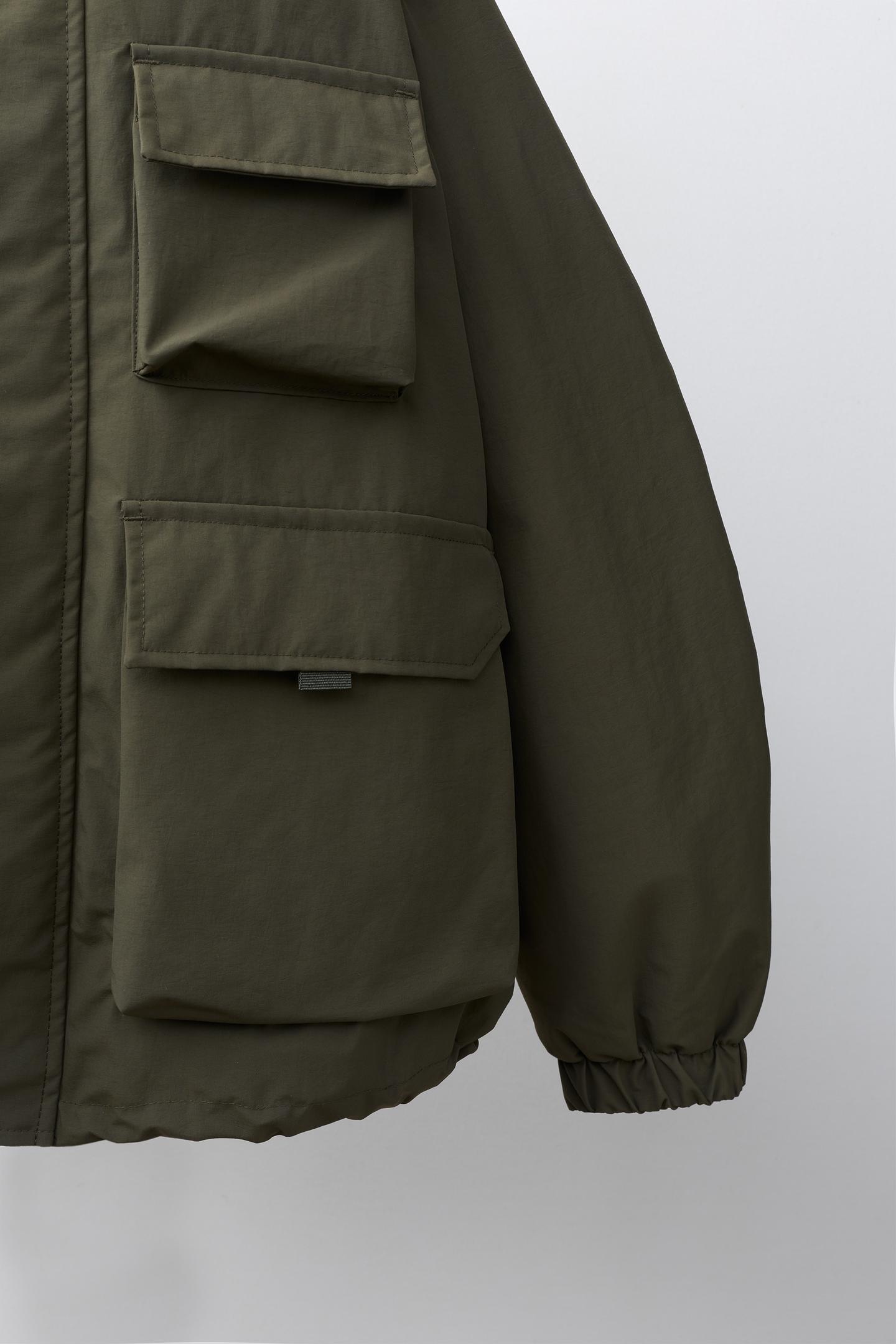 Детский пуховик Zara Water-Repellent, цвет: Хаки — фото 6