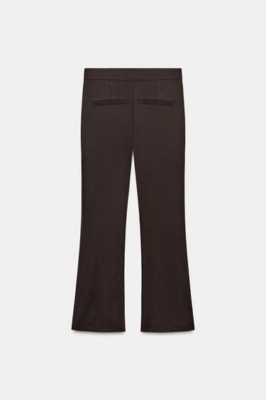 PANTALON MINI FLARE AVEC LIN - Marron foncé de Zara - Image 7