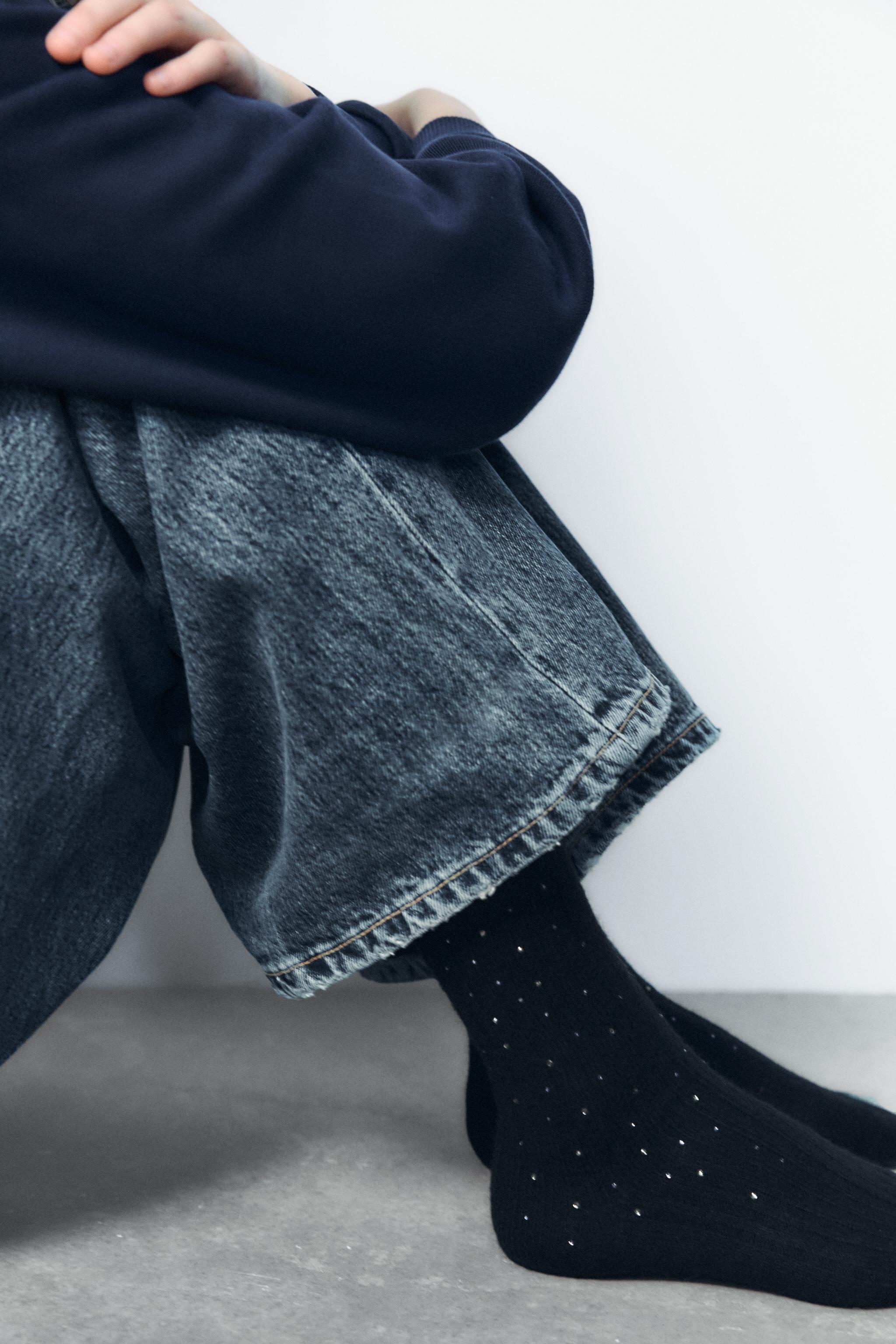 ラインストーン付きハイソックス - ブラック | ZARA Japan / 日本
