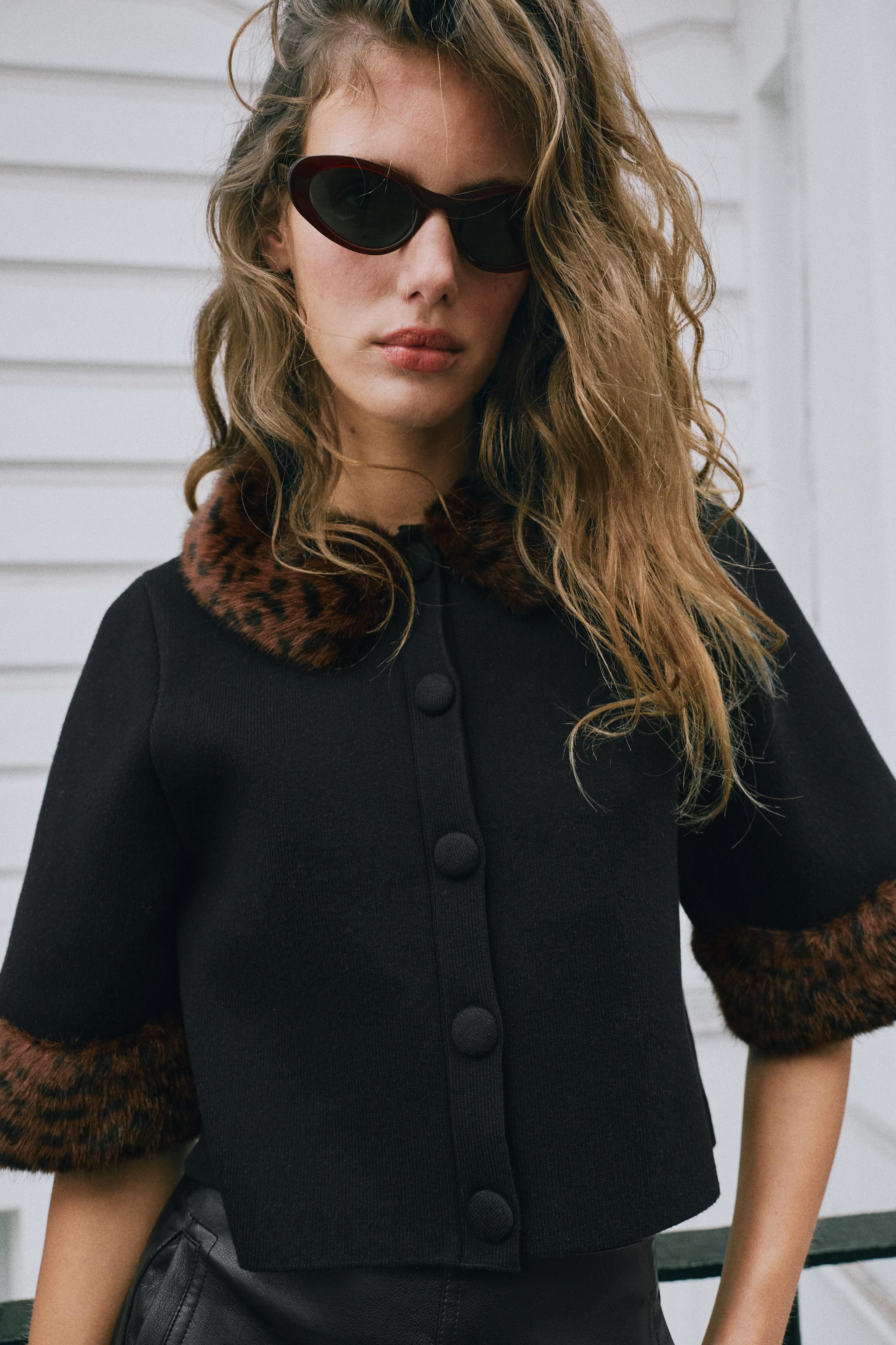 VESTE COURTE EN MAILLE À COL DÉTACHABLE