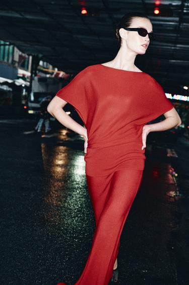 LONG KNIT SKIRT - Mid-red by Zara - Image 7