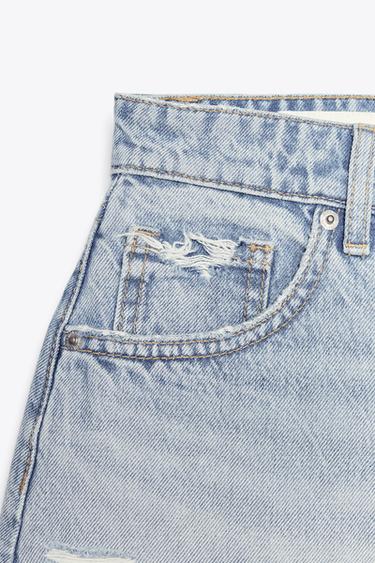 HIGH-WAIST CURVED DENIM SHORTS - Light blue by Zara - Image 5