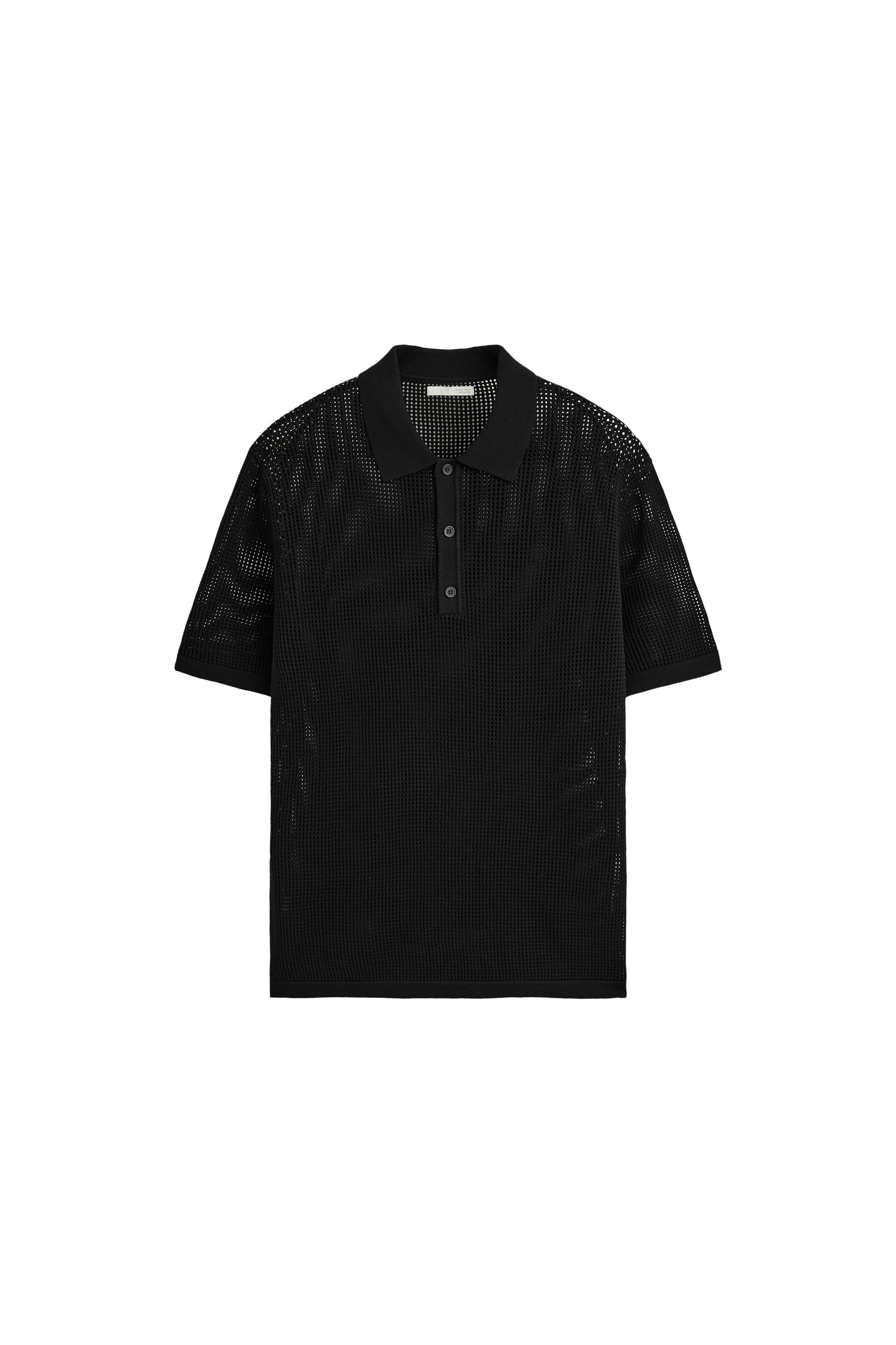 OPENWORK KNIT POLO SHIRT - Black | ZARA South Africa