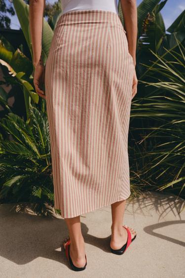 JUPE DRAPÉE À RAYURES ZW COLLECTION - Multicolore de Zara - Image 3