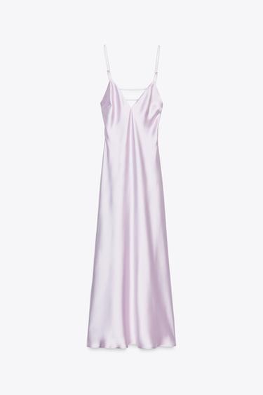 SATINIERTES MIDIKLEID - Lila von Zara