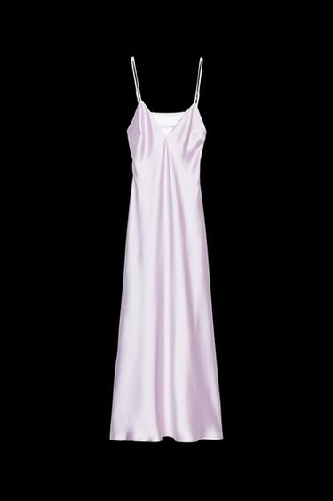 SATINIERTES MIDIKLEID - Lila von Zara