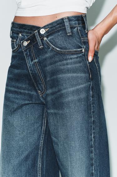 TRF WIDE-LEG CROSSED WAIST HIGH-WAIST JEANS - Navy blue by Zara - Image 3