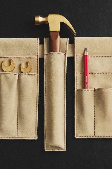 LEATHER CARPENTER BELT - Beige by Zara