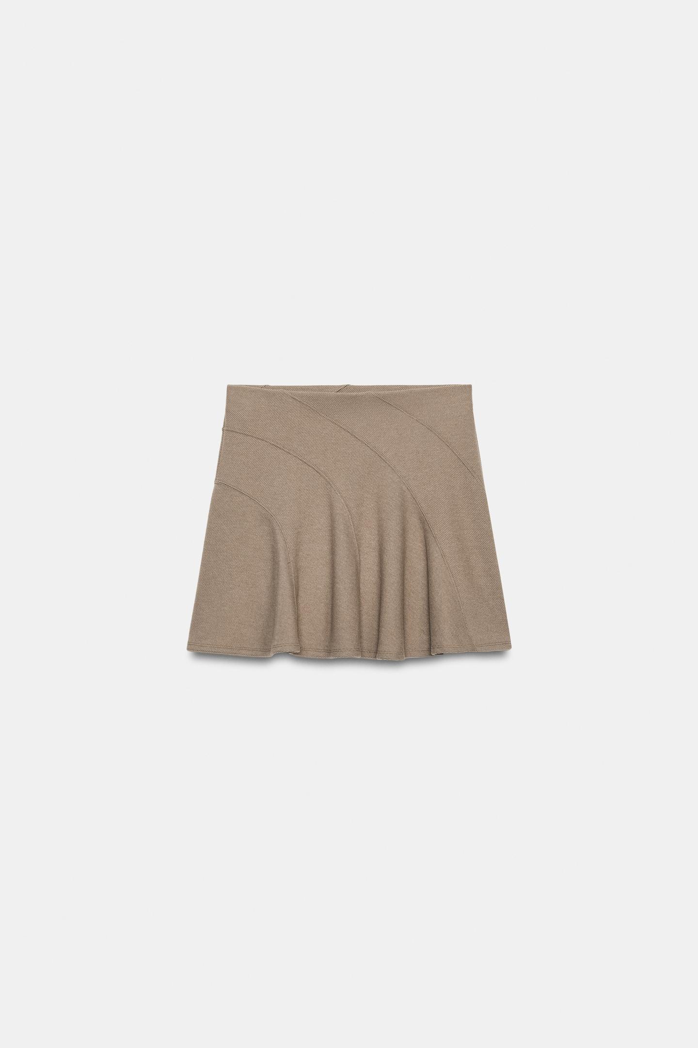 Женская юбка Zara Soft Mini, цвет: Бежевый меланжевый — фото 3