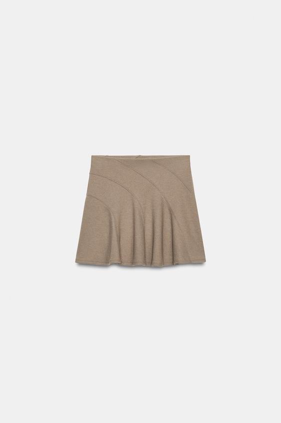 Zara SOFT MINI SKIRT - Beige marl - Image 0