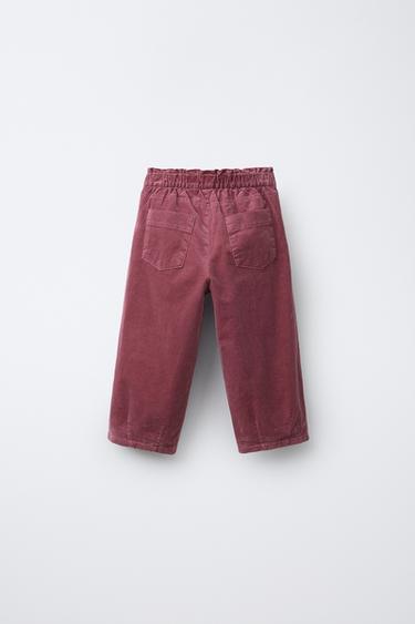 PANTALON BAGGY EN VELOURS CÔTELÉ FIN DOUBLÉ - Rose de Zara - Image 1