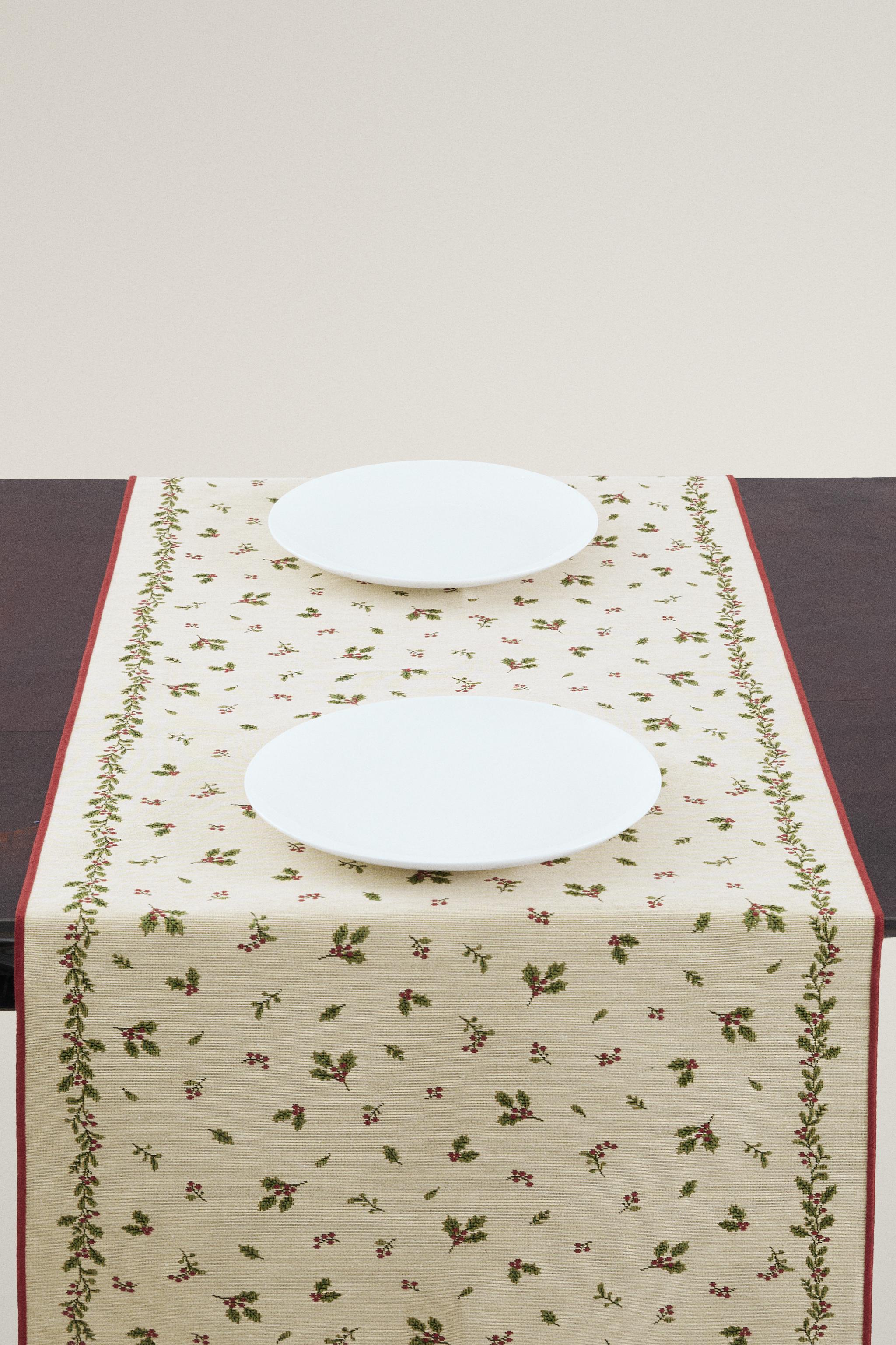 CHEMIN DE TABLE JACQUARD HOUX NOËL