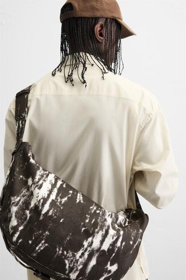 PRINTED FABRIC BAG - Brown by Zara - Image 1