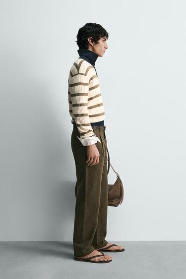 PLEATED CHINO TROUSERS - Green by Zara - Image 3