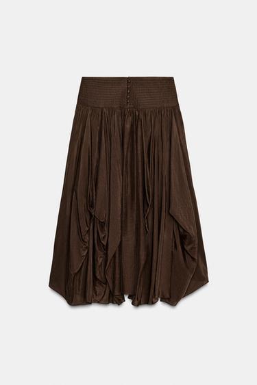 ZW COLLECTION VOLUMINOUS MIDI SKIRT - Brown by Zara - Image 6