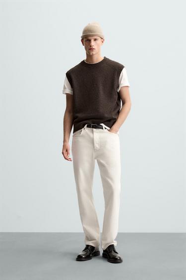 KNITTED WOOL VEST - Brown by Zara - Image 0