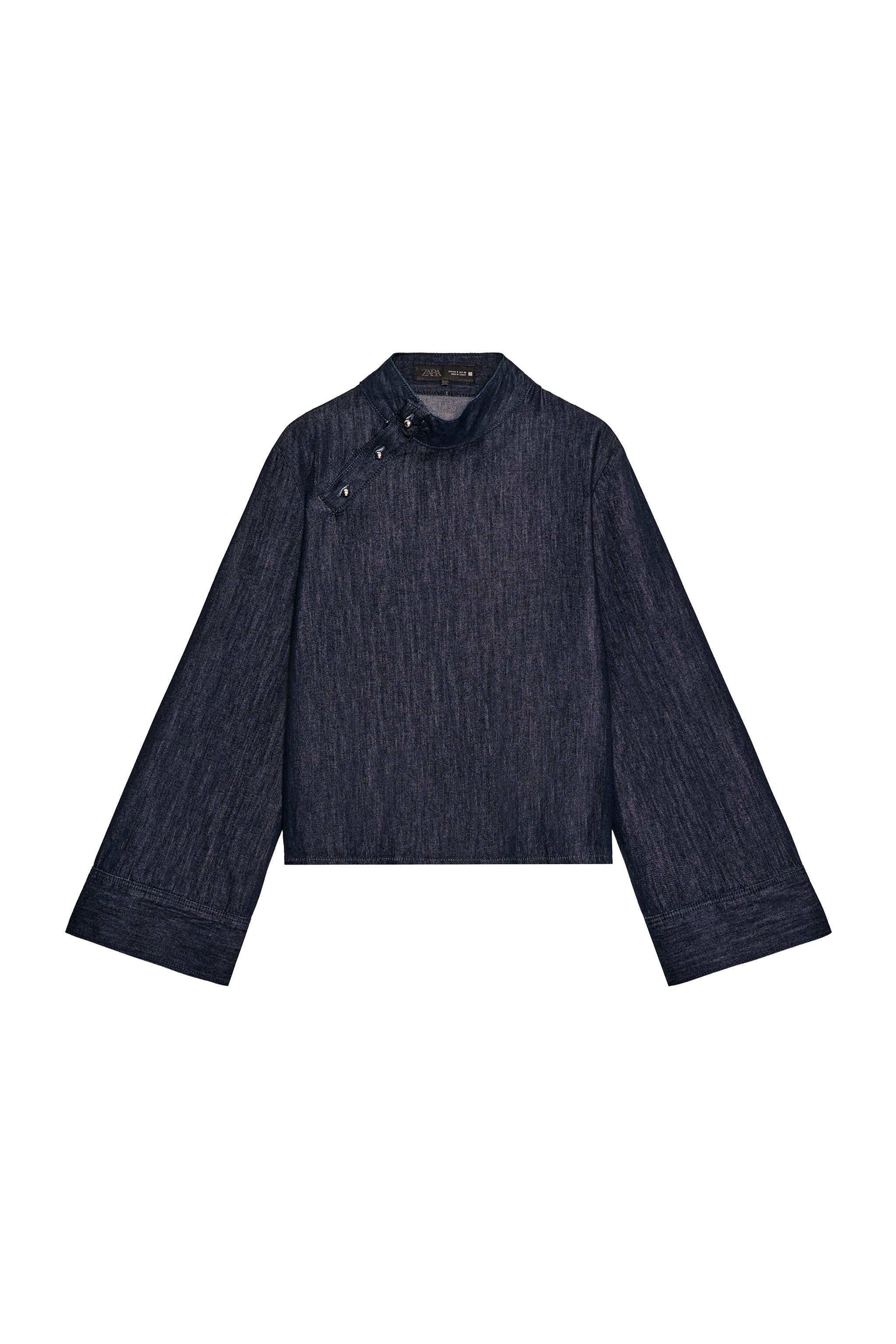 CAMISA Z1975 JEANS COM GOLA ALTA - Índigo | ZARA Brasil